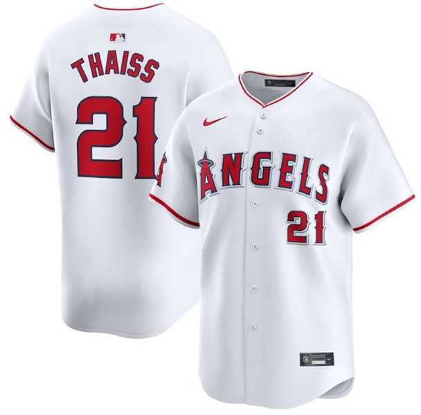 Mens Los Angeles Angels #21 Matt Thaisse White Home Limited Baseball Stitched Jersey Dzhi->los angeles angels->MLB Jersey